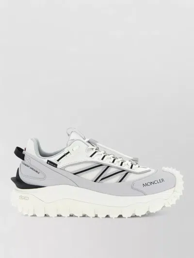 Moncler Light Grey Real Leather Trailgrip Gtx Low Top Sneakers In Gray