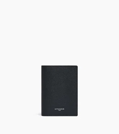 Le Tanneur Grained Leather Passport Holder In Black