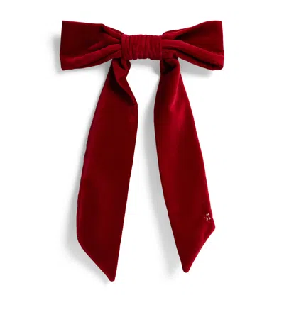 Bonpoint Velvet Ribbon Hair Clip In Burgundy
