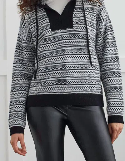 Tribal Long Sleeve Hoodie Sweater In Black In Multi