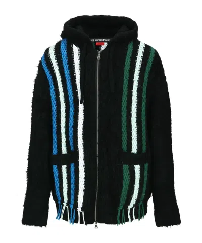 Andersson Bell Reverse Striped Knit Zip-up Hoodie In Multi