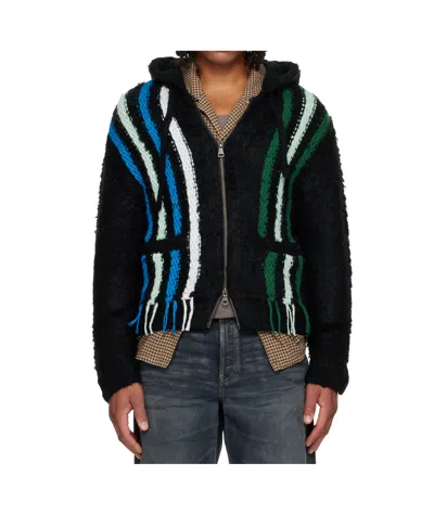 Andersson Bell Reverse Striped Knit Zip-up Hoodie In Multi