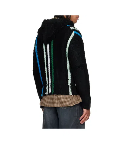 Andersson Bell Reverse Striped Knit Zip-up Hoodie In Multi