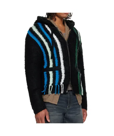 Andersson Bell Reverse Striped Knit Zip-up Hoodie In Multi
