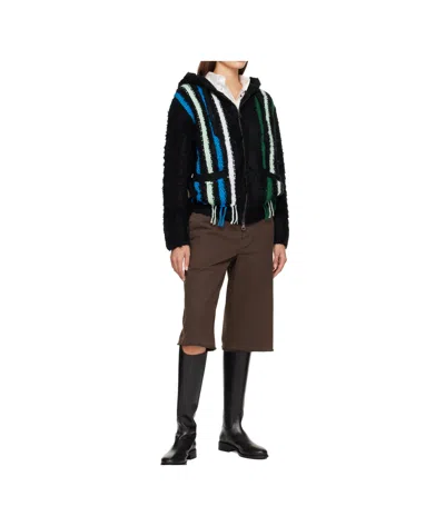Andersson Bell Reverse Striped Knit Zip-up Hoodie In Multi