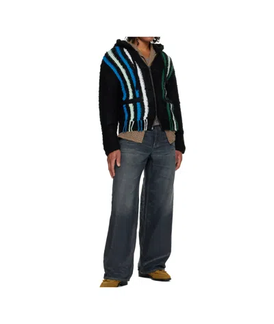 Andersson Bell Reverse Striped Knit Zip-up Hoodie In Multi