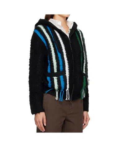 Andersson Bell Reverse Striped Knit Zip-up Hoodie In Multi