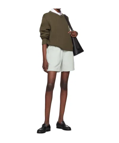 Rier Elastic Waistband Wool Shorts In White