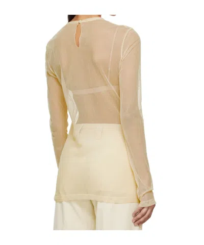 Rier Off-white Sheer Long Sleeve T-shirt In Ivory Tulle