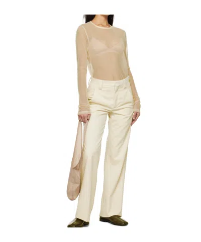 Rier Off-white Sheer Long Sleeve T-shirt In Ivory Tulle