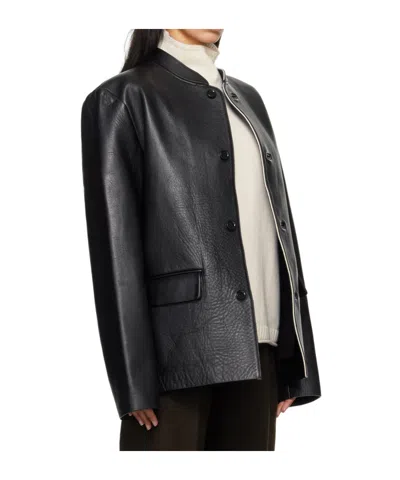 Rier Black Bonded Leather Jacket In Black Leather