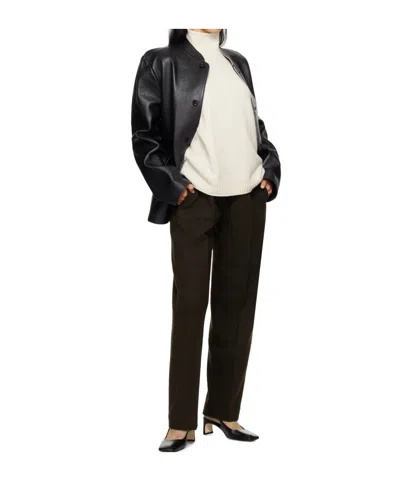 Rier Black Bonded Leather Jacket In Black Leather