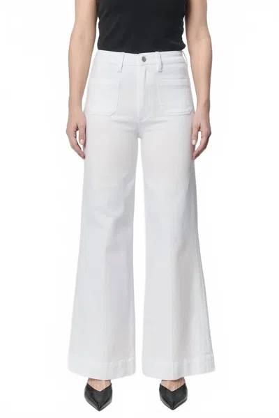 Dear John Denim Fiona High Rise Wide Leg Jeans In White In Brown