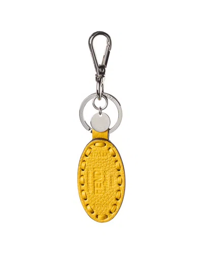 Fendi Selleria Leather Key Ring In Yellow