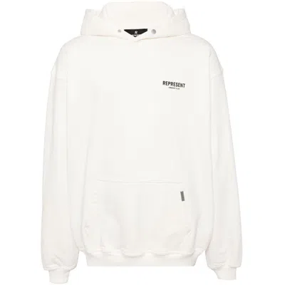 Represent Logo-print Hoodie In White
