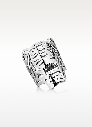 kenzo tiger ring silver