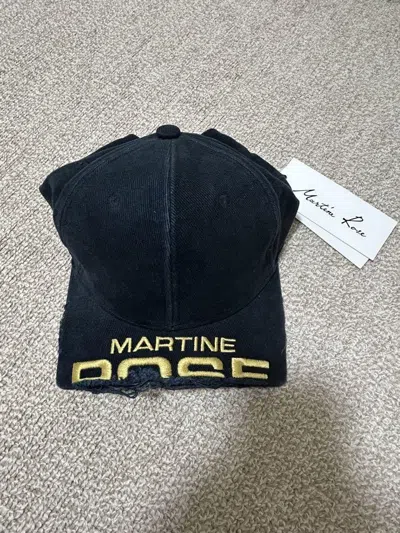 Pre-owned Martine Rose Ss24 Distressed Cut Brim Peak Cap In Black