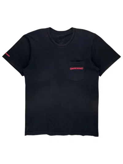 Pre-owned Chrome Hearts Made In Hollywood Pink Logo Pocket Tshirt In Black