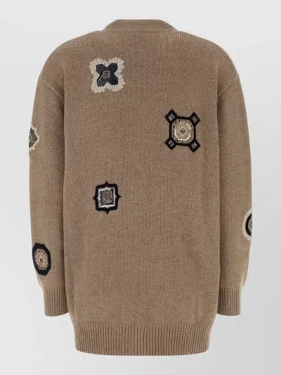 Max Mara Wool Blend Gioire Oversized Knit Cardigan In Brown