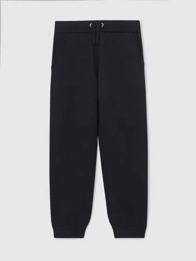 Reiss Navy Merino Wool Cuffed Joggers In Black