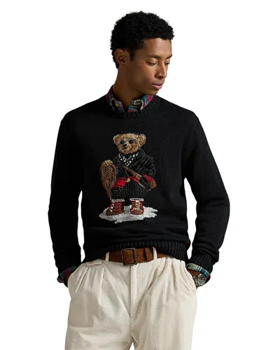 Polo Ralph Lauren Polo Bear Cotton Pullover In Black