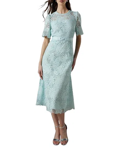 Coast Lace Bow Belt Midi Dress In Green