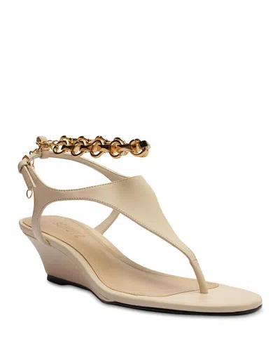 Schutz Lys Ankle Strap Wedge Sandal In White
