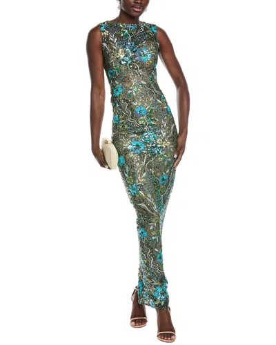 Bronx And Banco Dahlia Strapless Floral Sequin Column Gown In Multi