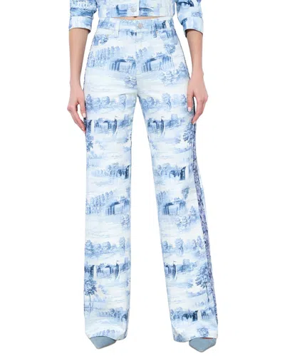 Alice And Olivia Weezy Printed High Rise Wide Leg Jeans In Chateau In Multi