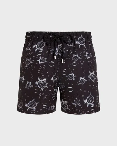 Vilebrequin Men Micro-perforated Ultra-light And Packable Swim Shorts Bubble Turtles 3d In Black