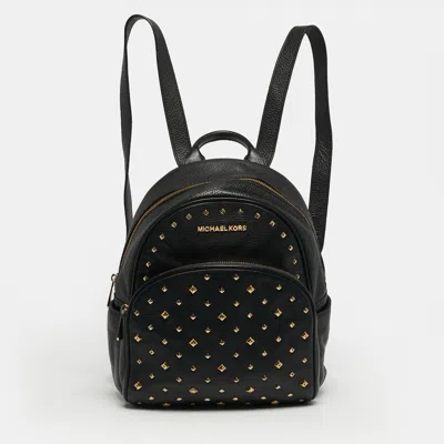 Pre-owned Michael Kors Studded Abbey Black Leather Backpack
