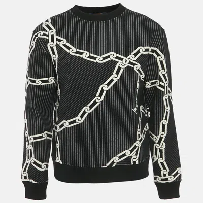 Pre-owned Louis Vuitton Black And White Cotton Blend 3d Effect Crewneck Sweatshirt S