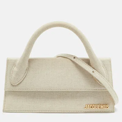 Pre-owned Jacquemus Long Le Chiquito Beige Canvas Top Handle Bag In Sand