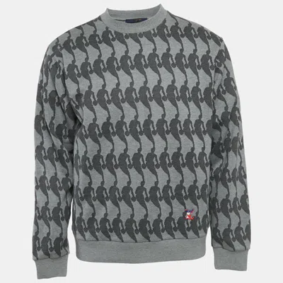 Pre-owned Louis Vuitton Grey Wool Blend Logo Detail Sweatshirt S In Gray