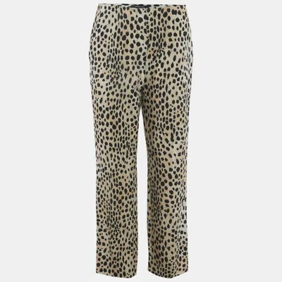 Pre-owned Just Cavalli Black Leopard Jersey Trousers M In Brown