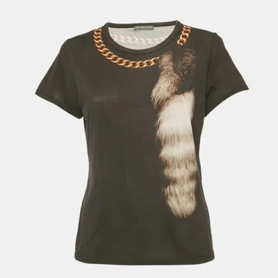 Pre-owned Alexander Mcqueen Black Fox & Chain Printed Jersey T-shirt M