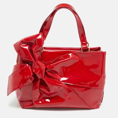 Pre-owned Valentino Garavani Betty Bow Red Patent Leather Tote
