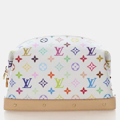 Pre-owned Louis Vuitton X Takashi Murakami Multicolor Monogram Cosmetic Pouch Gm In White
