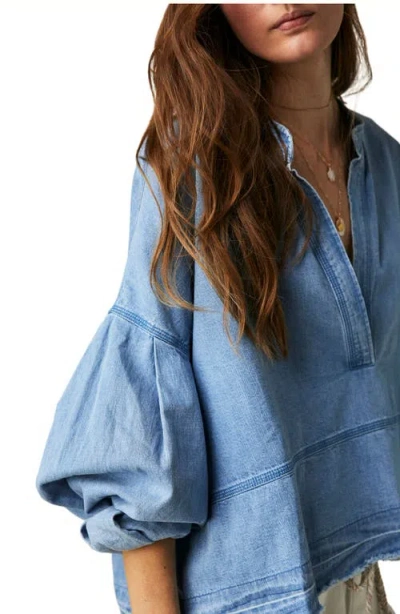 Free People Jude Oversize Boxy Denim Pullover In Blue