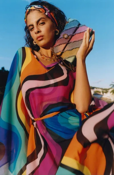 Kurt Geiger Mini Kensington Convertible Denim Crossbody Bag In Rainbow Multi