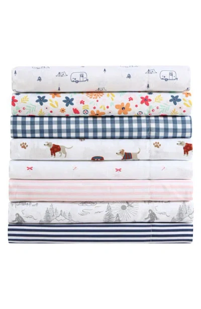 Eddie Bauer Vivid Stripe Microfiber Sheet Set In Blue