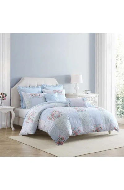 Laura Ashley Hope Patchwork 7-piece Cotton Comforter Set In Blue