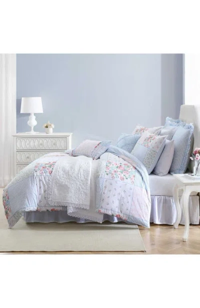 Laura Ashley Hope Patchwork 7-piece Cotton Comforter Set In Blue