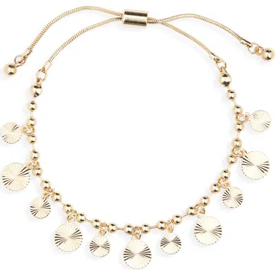 Panacea Disc Charm Slider Bracelet In Gold