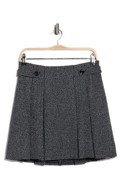 Dkny Pleated Tweed Miniskirt In Black
