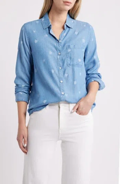 Beachlunchlounge Cassie Chambray Button-up Shirt In Blue