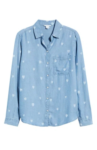Beachlunchlounge Cassie Chambray Button-up Shirt In Blue