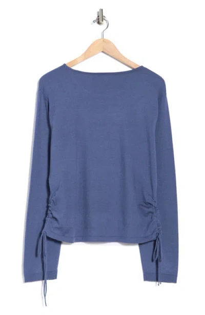 Max Studio Side Cinched Top In Blue
