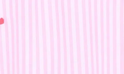 Beachlunchlounge Kaylee Heart Stripe Long Sleeve Button-up Shirt In Pink