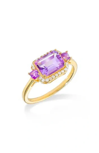 Ys Gems Halo Frame Multi Gemstone Ring In Gold